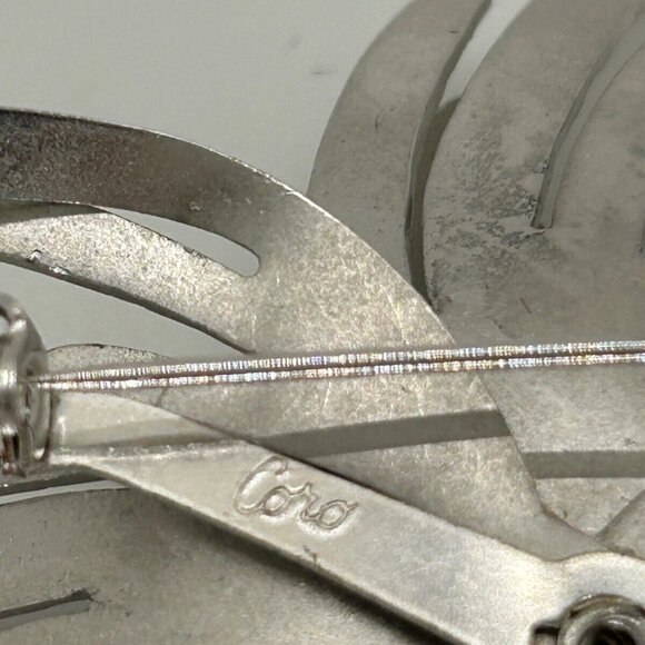 Vintage Coro Brooch Silver-Tone Abstract Starburst Pin Mid-Century Sculptural - Picture 7 of 15